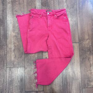 Judy Blue Jeans Coral Garment Dyed Crop Wide Leg Raw Hem JB88838 High Waist 7/28